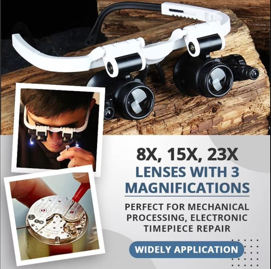 Electronics Repair Glasses - Head-Mounted Microscope Watch Jeweler Repair Magnifier