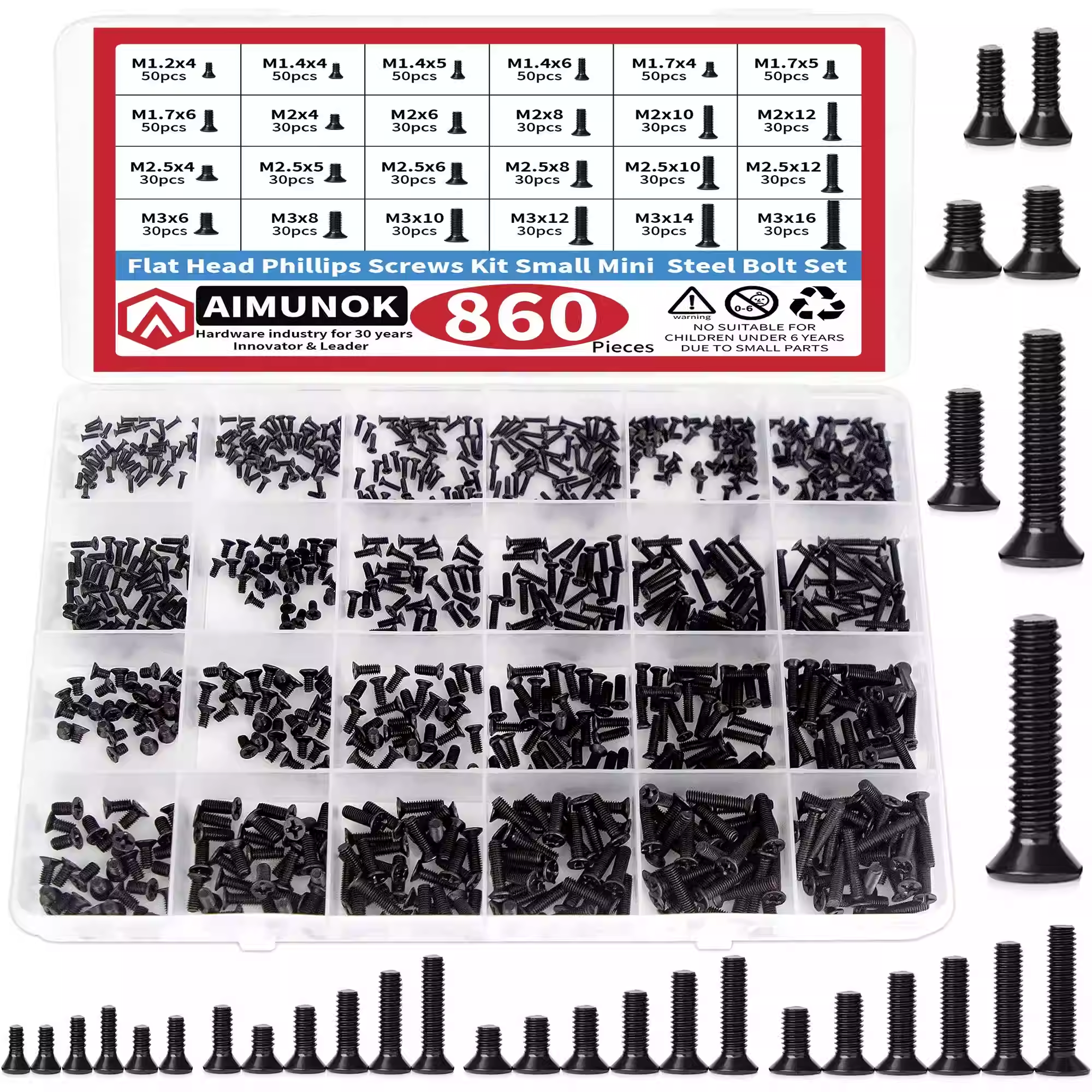 Electronics Repair Glasses - 860PCS Small Screws Assortment Kit M1.2