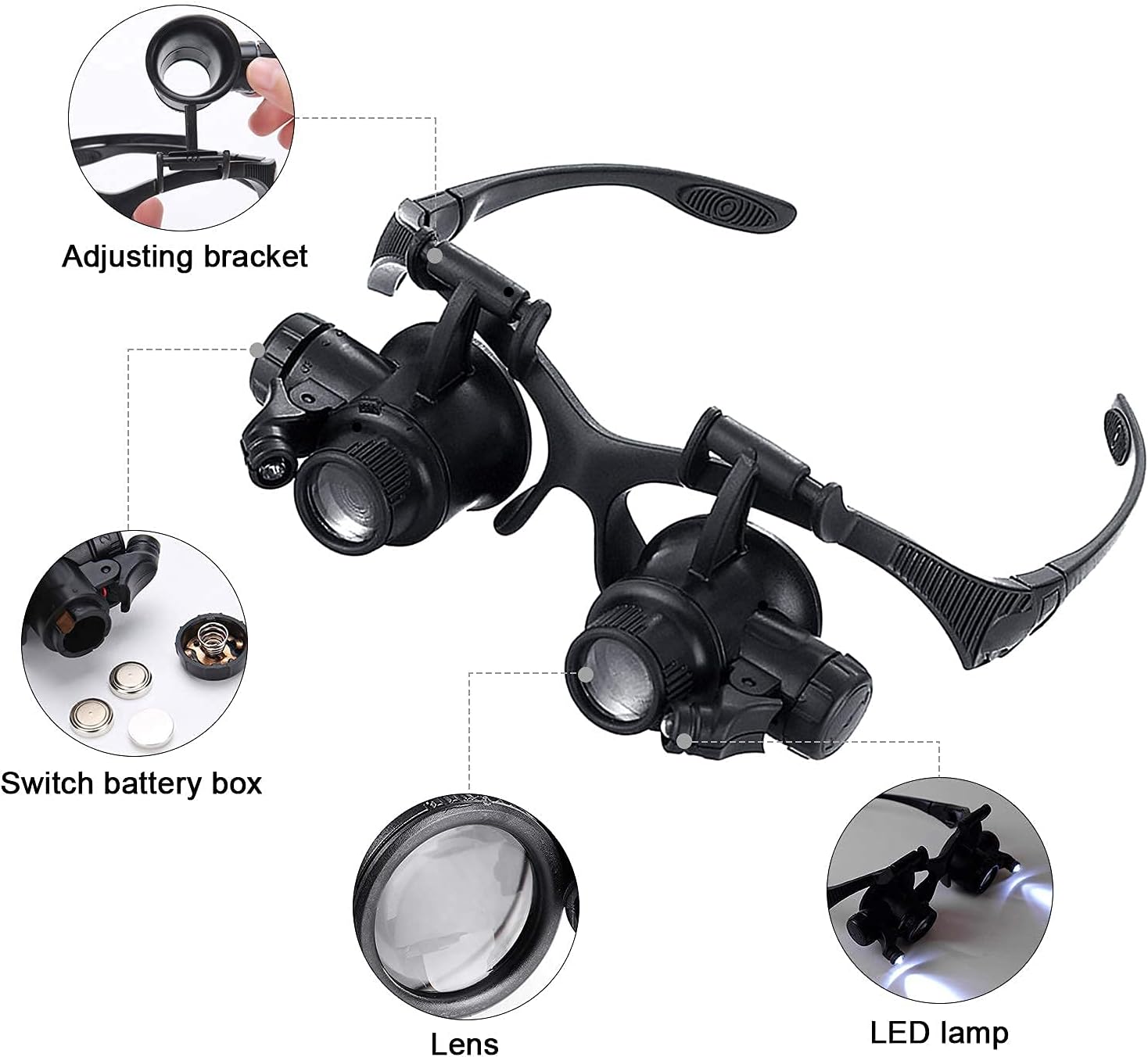 Head Mounted Magnifier With LE – обзор и цена Electronics Repair Glasses
