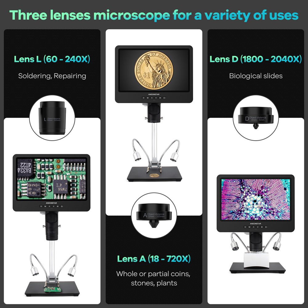 Andonstar Trinocular HDMI USB  – обзор и цена Electronics Repair Microscope